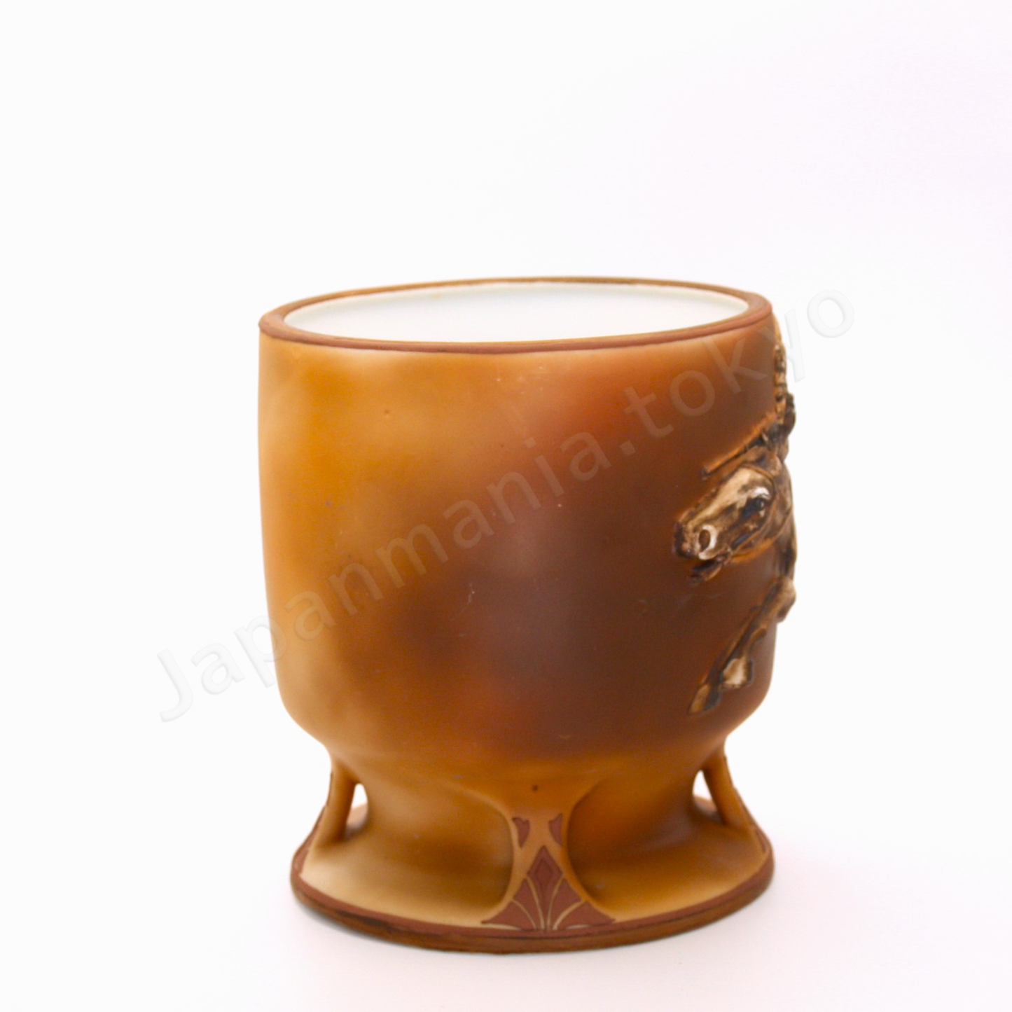 Side view: Japanese old fine china. Old Noritake. Antique. Native american and horse.
