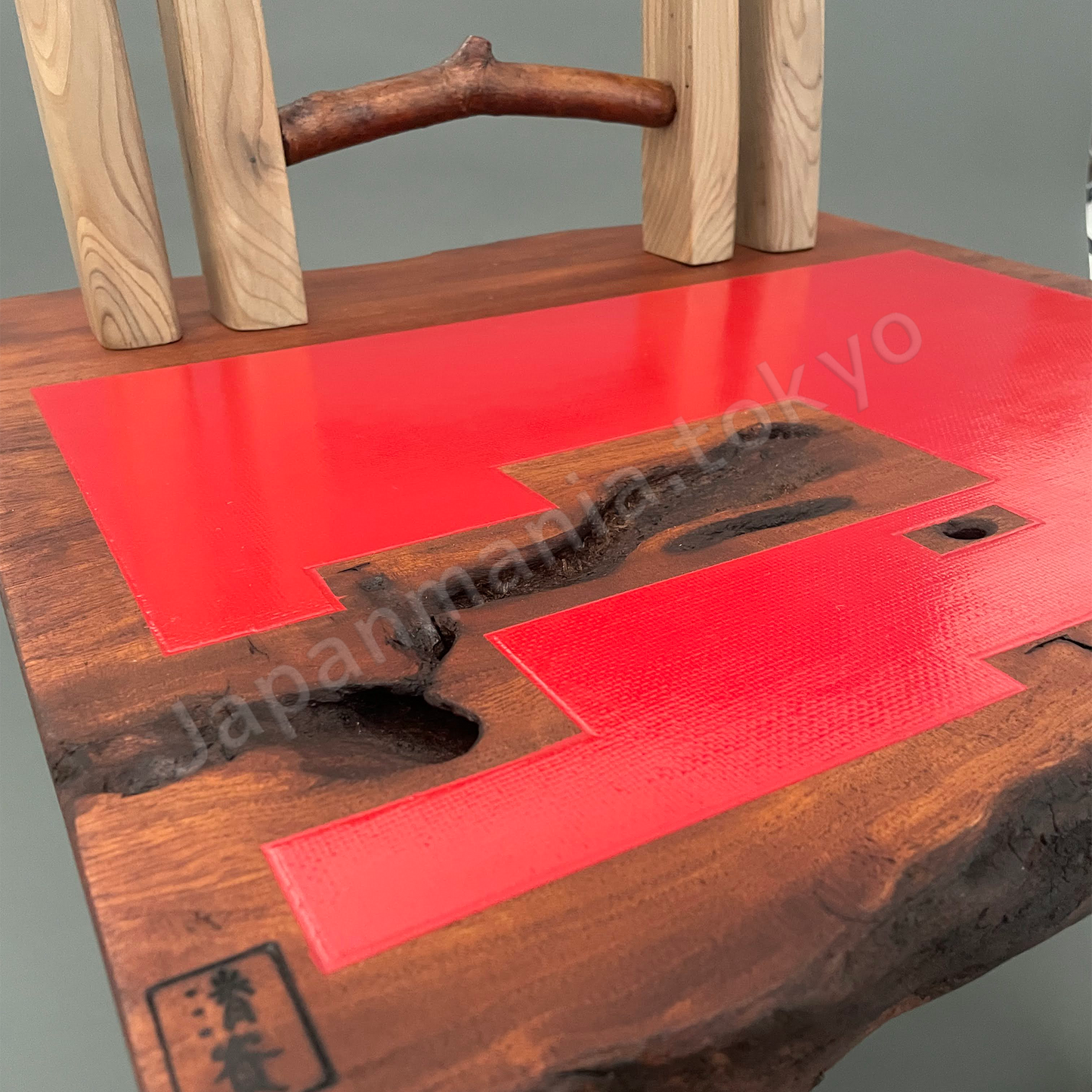 Japanese Urushi × Wood Art TK-15 Jindai Cedar & Paulownia Chair – Red Lacquer Finish
