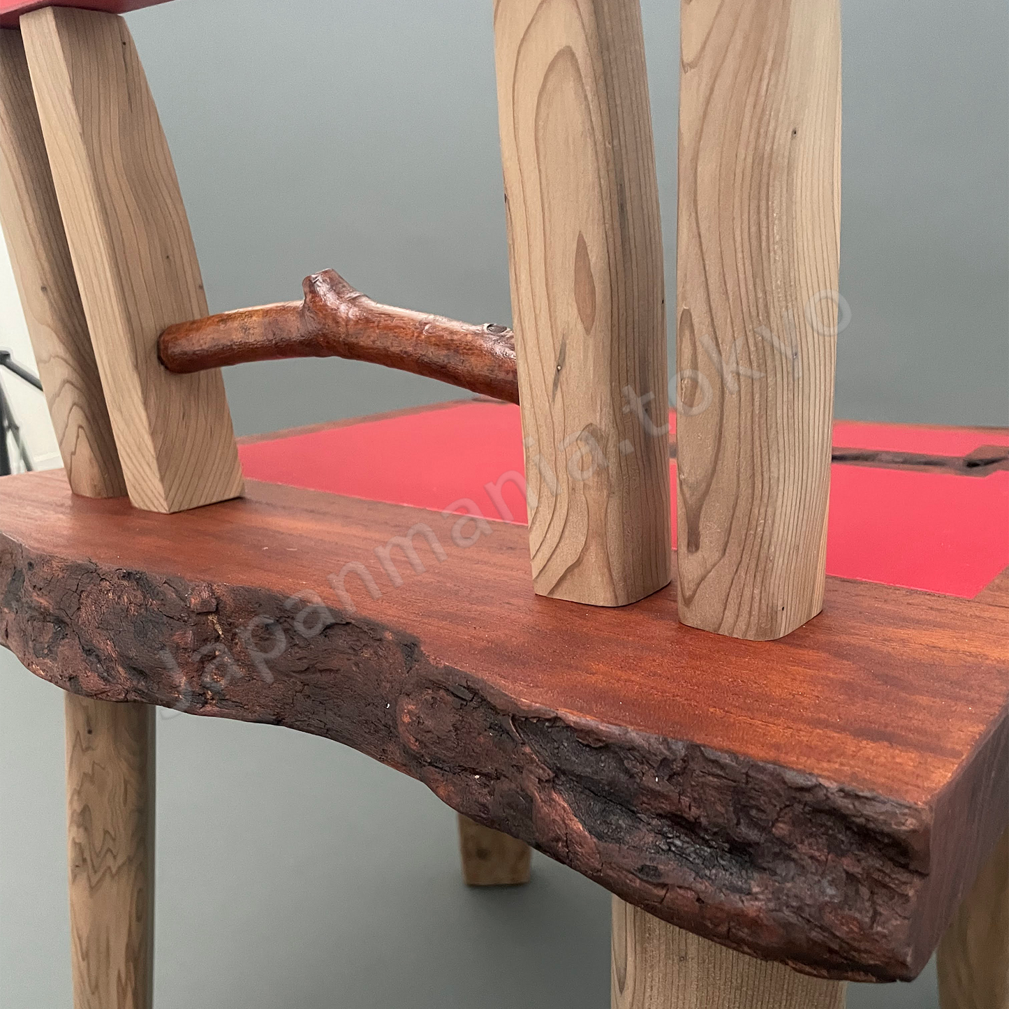 Japanese Urushi × Wood Art TK-15 Jindai Cedar & Paulownia Chair – Red Lacquer Finish