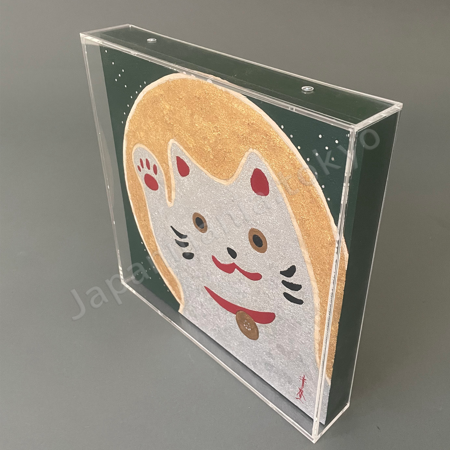 Japanese Urush i× Wood Art TK-18 Urushi Art Panel “Maneki Neko"