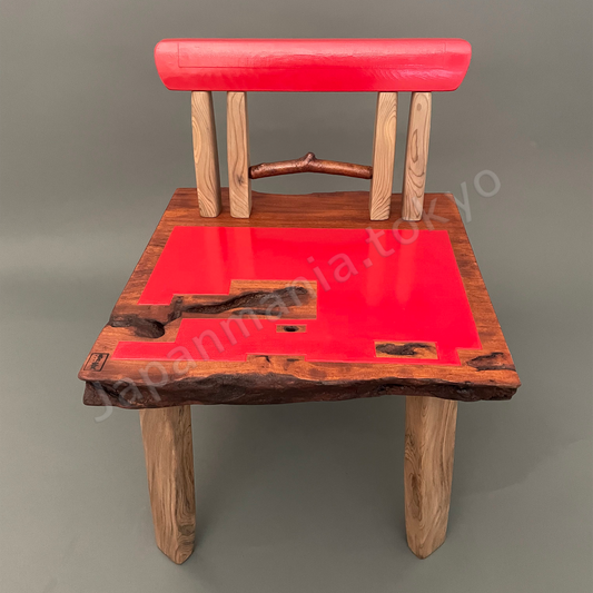 Japanese Urushi × Wood Art TK-15 Jindai Cedar & Paulownia Chair – Red Lacquer Finish