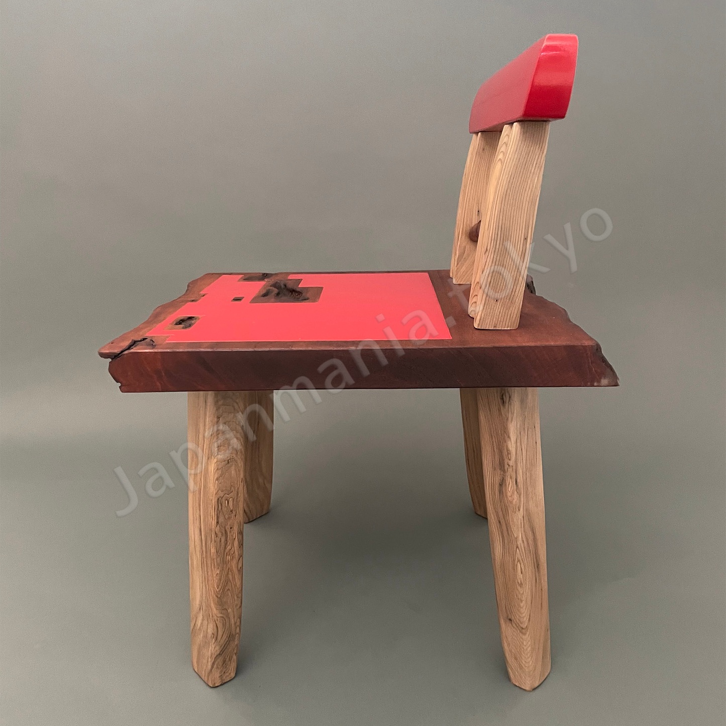 Japanese Urushi × Wood Art TK-15 Jindai Cedar & Paulownia Chair – Red Lacquer Finish