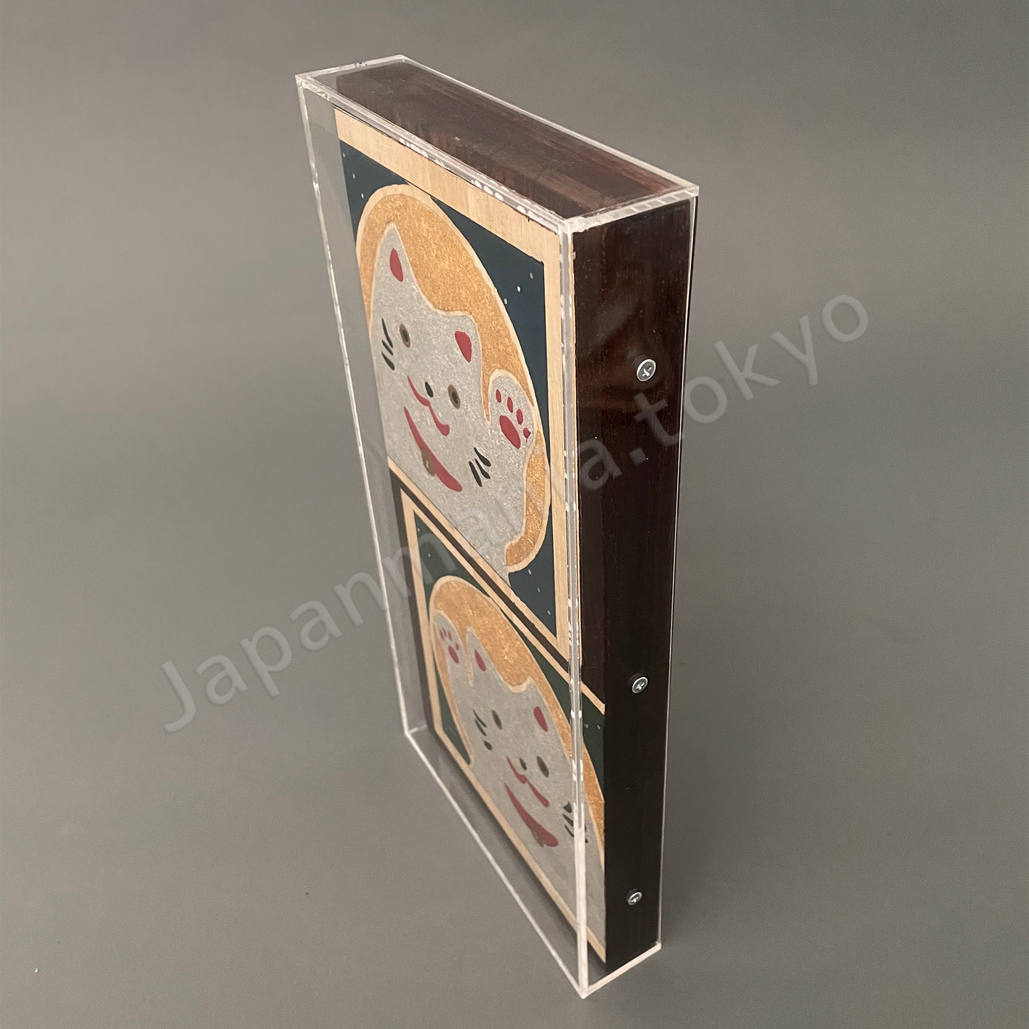 Japanese Urushi × Wood Art TK-20 Urushi Art Panel “Maneki Neko"
