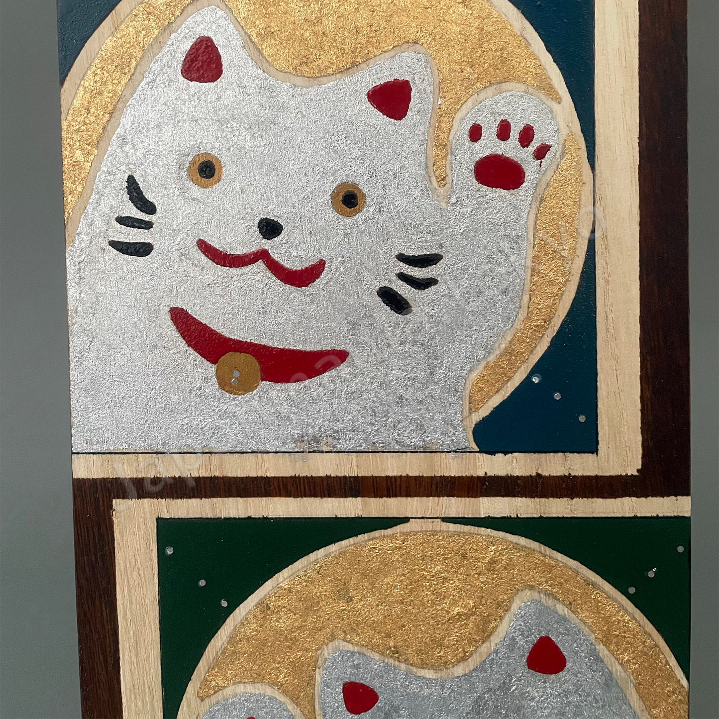 Japanese Urushi × Wood Art TK-20 Urushi Art Panel “Maneki Neko"