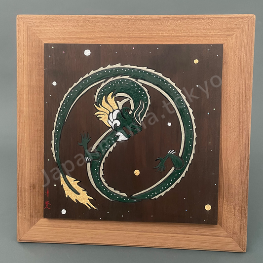 Japanese Urushi × Wood Art TK-21 Urushi Art Panel "Danryu (Coiled Dragon)"